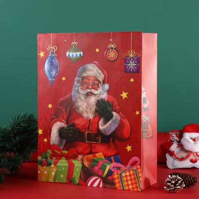 Christmas Paper Bag Santa Claus Paper Carrier Bags With Silk Handle