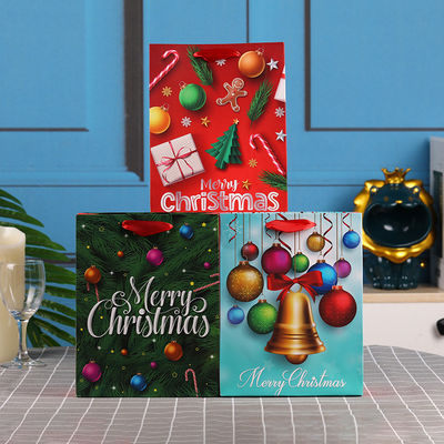 Christmas Paper Bag Santa Claus Paper Carrier Bags With Silk Handle
