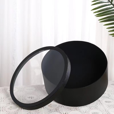 Black Flowers Bouquet Packaging Round Gift Clear PVC Cylindrical Flower Box