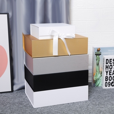 Large Folding Gift Box Magnet Clamshell Black Universal Clothes Bag Storage