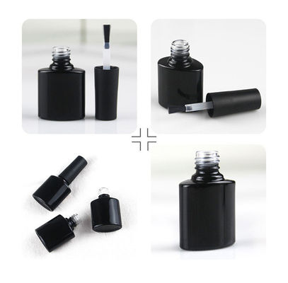 8ml 10ml Matte Black Empty UV Gel Nail Polish Bottle With Cap and Brush for Industrial Cosmetic Custom Unique Oval Shape